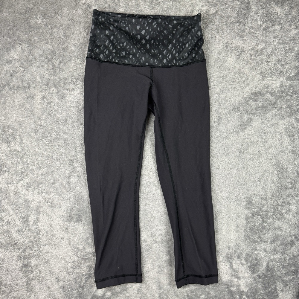 Lululemon Leggings Womens 6 Black Athletic Compression Cropped Leggings 25x22.5